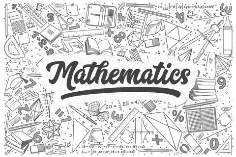 Hand drawn mathematics vector doodle set. Stock Illustration