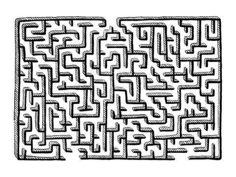 Hand drawn mazes labyrinth isolated on white background Stock Illustration