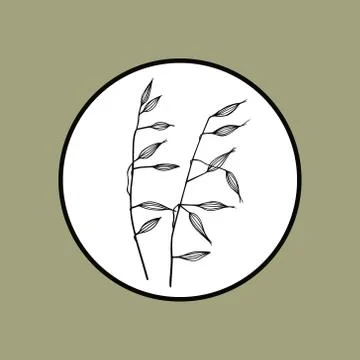 Hand drawn meadow grass emblem Stock Illustration
