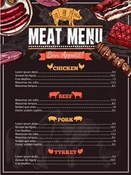 Hand Drawn Meat Menu Stock Illustration