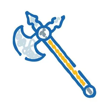 Hand drawn medieval battle axe doodle icon Stock Illustration