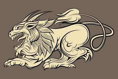 Hand drawn medieval monster Stock Illustration