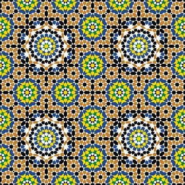 Hand Drawn Mediterranean Tile Seamless Pattern Stock Illustration