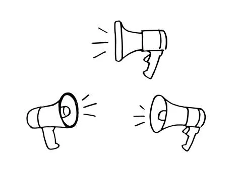 Hand drawn megaphone doodle Stock Illustration