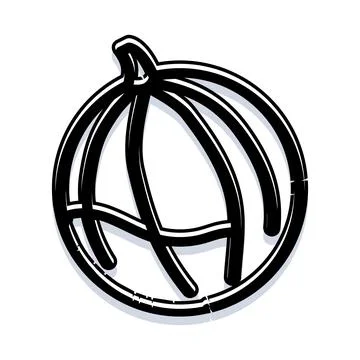 Hand drawn melon fruit logo outline icon Stock Illustration
