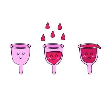 Hand drawn menstrual cups vector. Icons for instructions and tutorials 스톡 일러스트