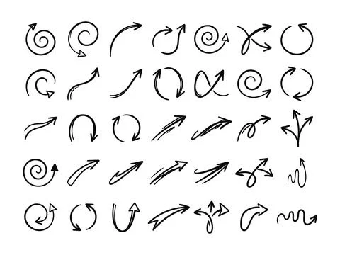 Hand drawn messy loop arrow scribble line art vector illustration for diagram 스톡 일러스트