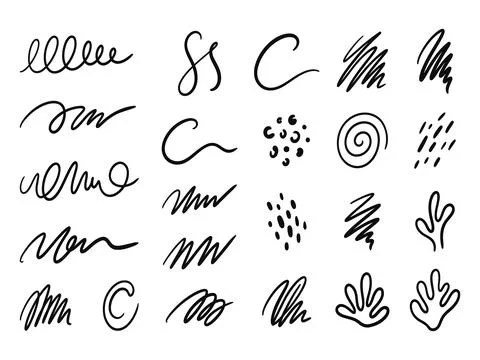 Hand drawn messy scribbles and organic shapes line art vector illustration Stockillustratie