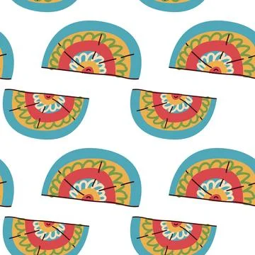 Hand drawn mexican element seamless pattern Stock Illustration