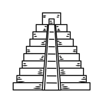 Hand-drawn Mexican pyramid icon with cultural theme Vector Ilustración de archivo