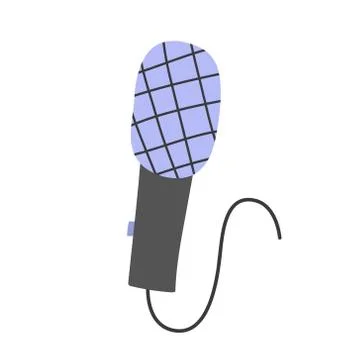 Hand drawn mic icon, dynamic microphone for podcasting, singind, audio radio Stock Illustration