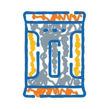 Hand drawn microchip icon representing computer technology 스톡 일러스트