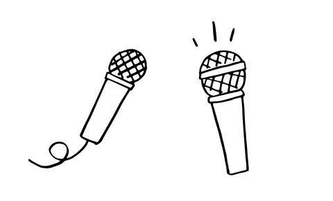 Hand drawn microphone doodle Stock Illustration