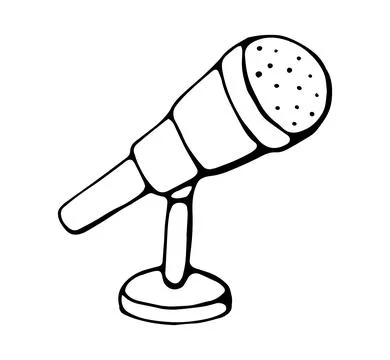 Hand Drawn Microphone Minimal Line Art Audio Illustration Stock Illustration
