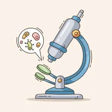 Hand drawn microscope  cartoon illustration Stock Illustration