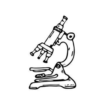 Hand drawn microscope doodle icon. Hand drawn black sketch. Sign symbol. Deco 스톡 일러스트