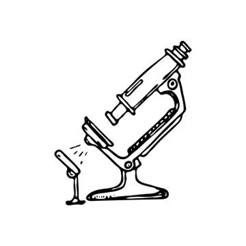 Hand drawn microscope doodle icon. Hand drawn black sketch. Sign symbol. Deco 스톡 일러스트