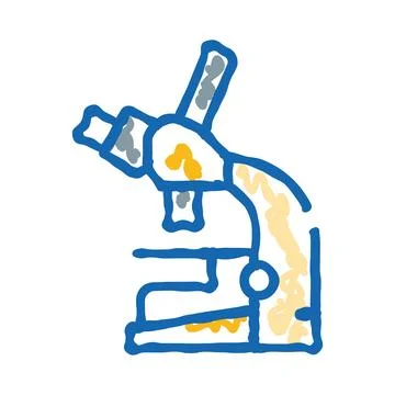Hand drawn microscope icon researching science and biology Stock Illustration