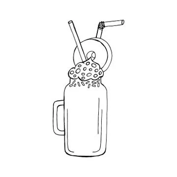 Hand drawn milk shake vector illustration Stock Illustration