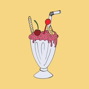 Hand drawn milk shake vector illustration Stock Illustration