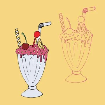 Hand drawn milk shake vector illustration Stock Illustration