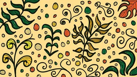 Hand drawn minimal abstract background, floral, element, warm, hygge Stock Illustration
