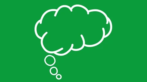 Hand Drawn Minimal White Cloud Thought Bubble 2D Animation Green Screen Stock Footage 341798574