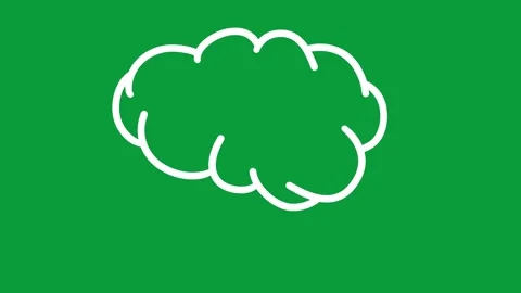 Hand Drawn Minimal White Cloud Bubble 2D Animation Green Screen Stock Footage 341798586