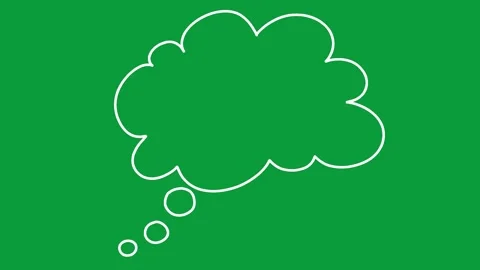 Hand Drawn Minimal White Line Cloud Thought Bubble 2D Animation Green Screen Stock Footage 341798458
