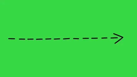 Hand Drawn Minimalist Dashed Arrow Pointer Animation on Green Screen Background Stock Footage 339335288
