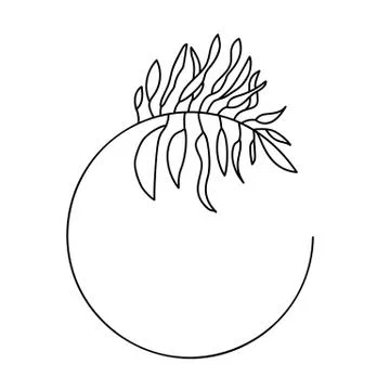 Hand drawn minimalistic frame with branch wreath. Vector floral design elements 库存插图
