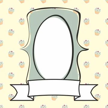 Hand drawn mint green vector frame on sweet cake background Stock Illustration