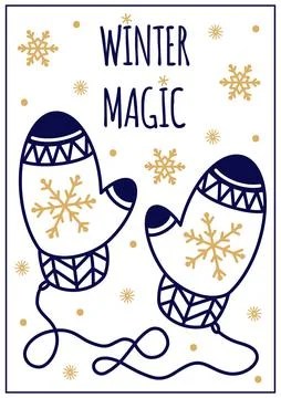 Hand-drawn mittens vector illustration. Seasonal template for cards Stock Illustration