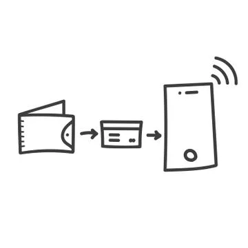 Hand drawn mobile banking icon Stock Illustration