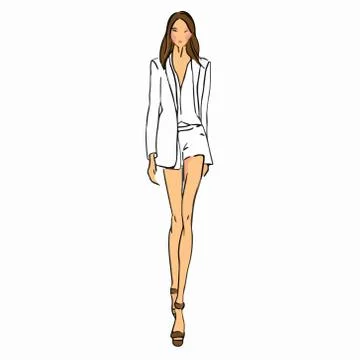 Hand drawn model woman vector icon illustration . Stock Illustration