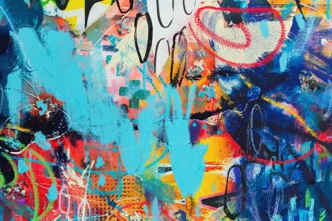 Hand drawn modern Multi Colored mixed media art canvas Stock Photos