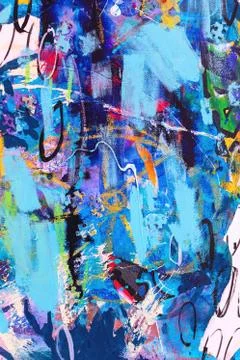 Hand drawn modern Multi Colored mixed media art canvas Foto stock