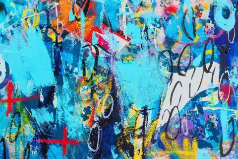 Hand drawn modern Multi Colored mixed media art canvas Stock Photos
