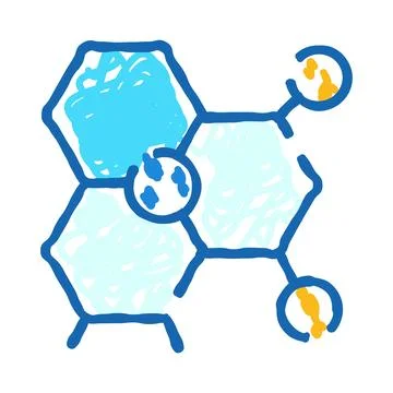 Hand drawn molecular structure with hexagonal pattern イラスト素材