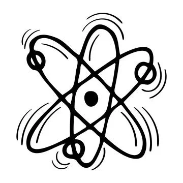 Hand drawn molecule icon outline isolated on white background. Scientific ico Stock Illustration