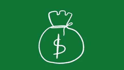 Hand-Drawn Money Bag Dollar Sign 2D Animation on Green Screen Vidéo 334608939