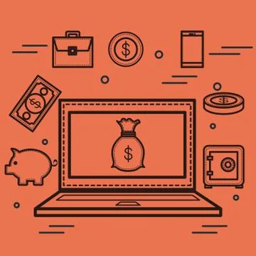Hand drawn money related objects Stock Illustration
