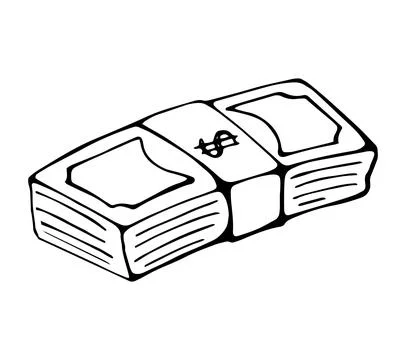 Hand Drawn Money Stack Cash Minimal Line Art Finance Illustration Stock Illustration
