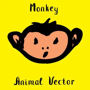 Hand drawn monkey , doodle vector illustration Stock Illustration