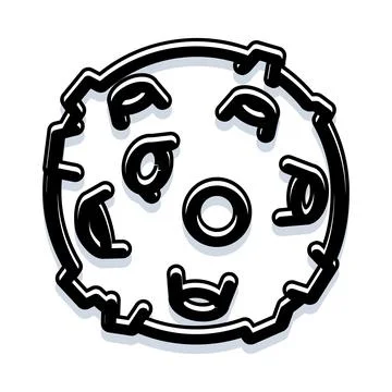 Hand drawn moon with craters doodle illustration Stock Illustration
