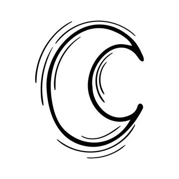 Hand drawn moon. Doodle crescent moon. Magical sign. Astrological symbol Stock Illustration