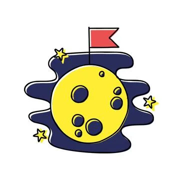 Hand drawn moon in space Stock Illustration