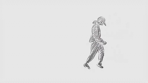 Hand drawn Moon Walking man with transparent (alpha) background Vídeos de archivo 249618533
