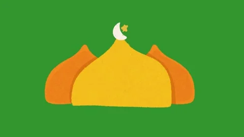 Hand Drawn Mosque and Crescent Night Animation on Green Screen | 2D Hand Drawn Видео 328988646