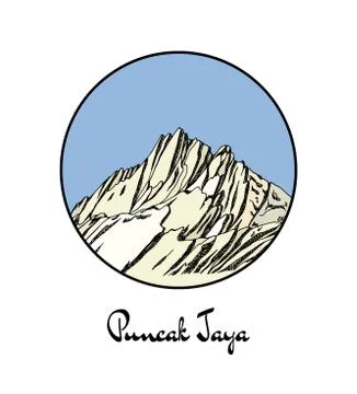 Hand drawn mount emblem Illustrazione stock